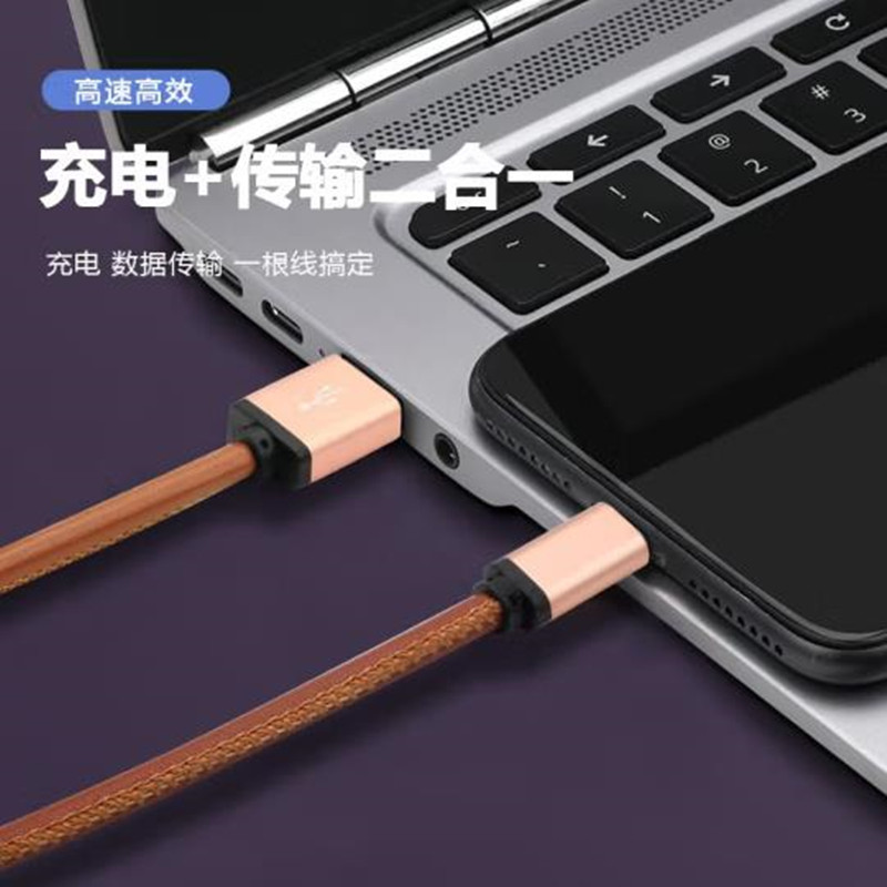 Single-head leather data cable